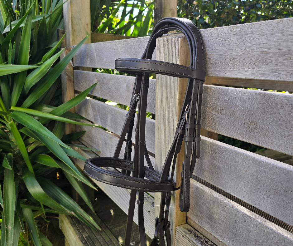 GES New Comer Snaffle Bridle | Havana Brown Foxwood Equestrian | Showing Tack and Saddlery Store