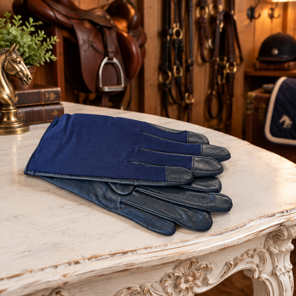 Hurlford Cool Mesh Gloves Adults | Navy Foxwood Equestrian | Showing Tack and Saddlery Store