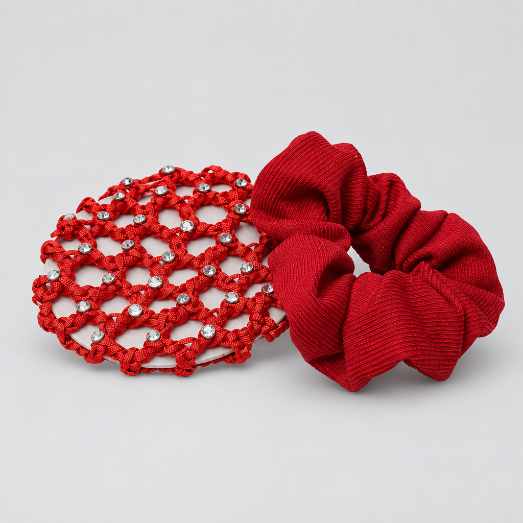 Scrunchie & Rhinstone Hair Bun Net Red Foxwood Equestrian | Showing Tack and Saddlery Store