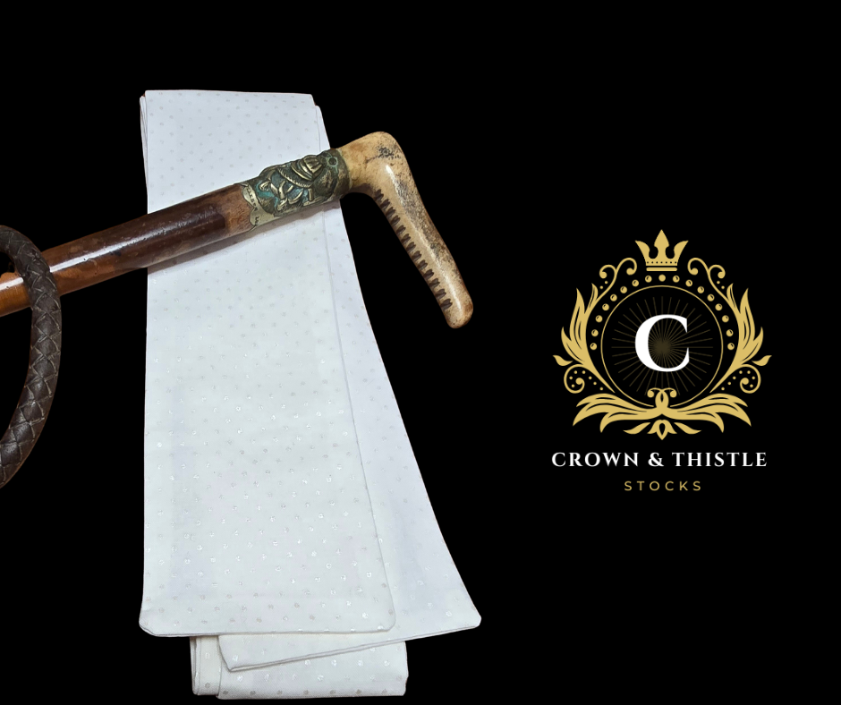 C&T White With Silver Polkadot Stock Self Tie Equetech