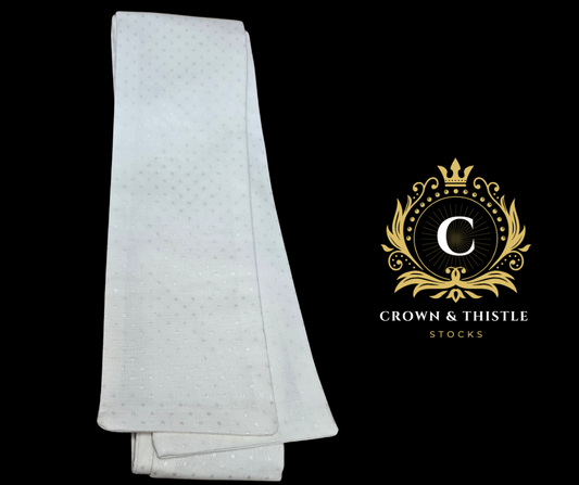C&T White With Silver Polkadot Stock Self Tie Equetech