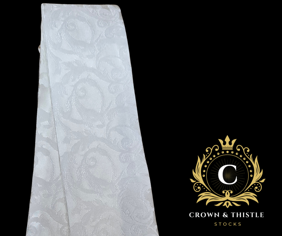 C&T Ivory Damask Satin Stock Self Tie Equetech