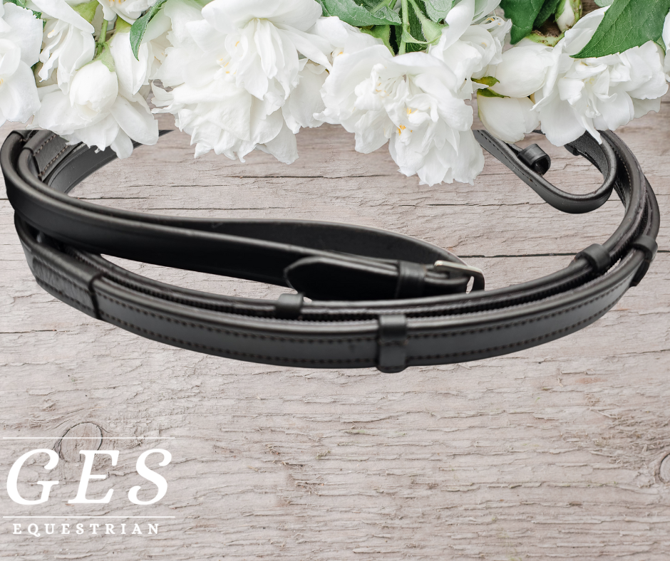 GES Leather Reins With Rubber Grip Back- Havana Brown GES Equestrian