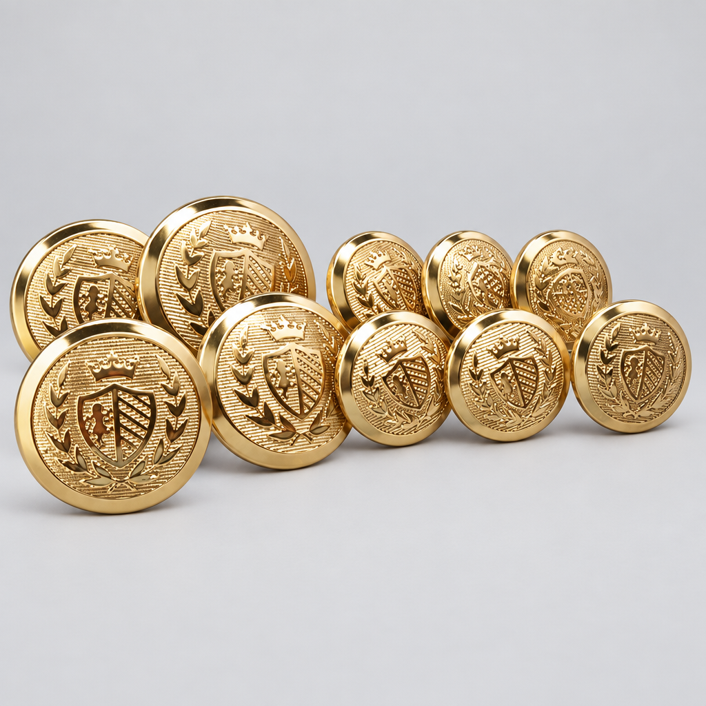 Gold Button Set Shield & Crown Hurlford