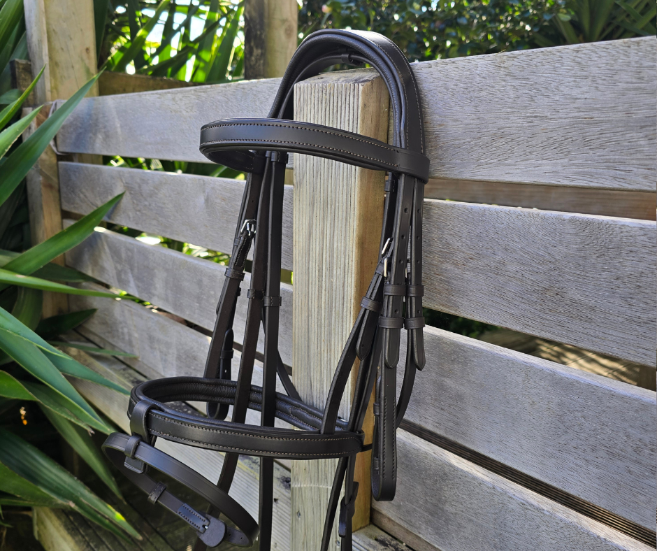 GES New Comer Snaffle Bridle | Havana Brown  Foxwood Equestrian | Showing Tack and Saddlery Store