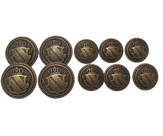 Crown Shield & Rope Button Set Vintage Bronze Hurlford