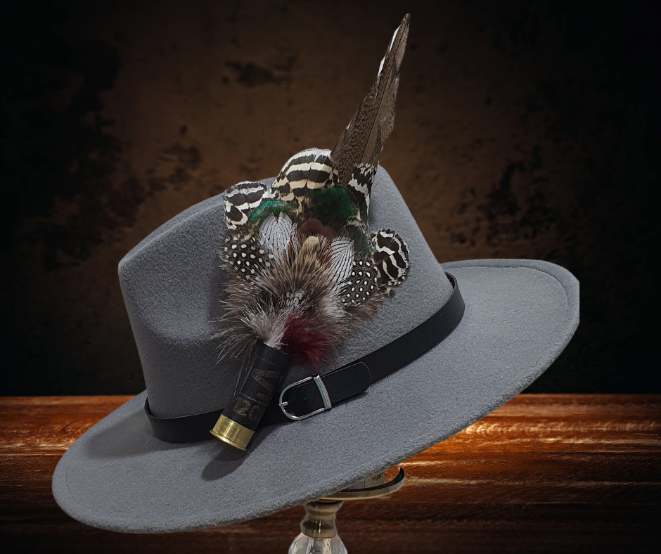 Feather Hat Pin- With Full Shotgun Cartridge Large The Country Estate