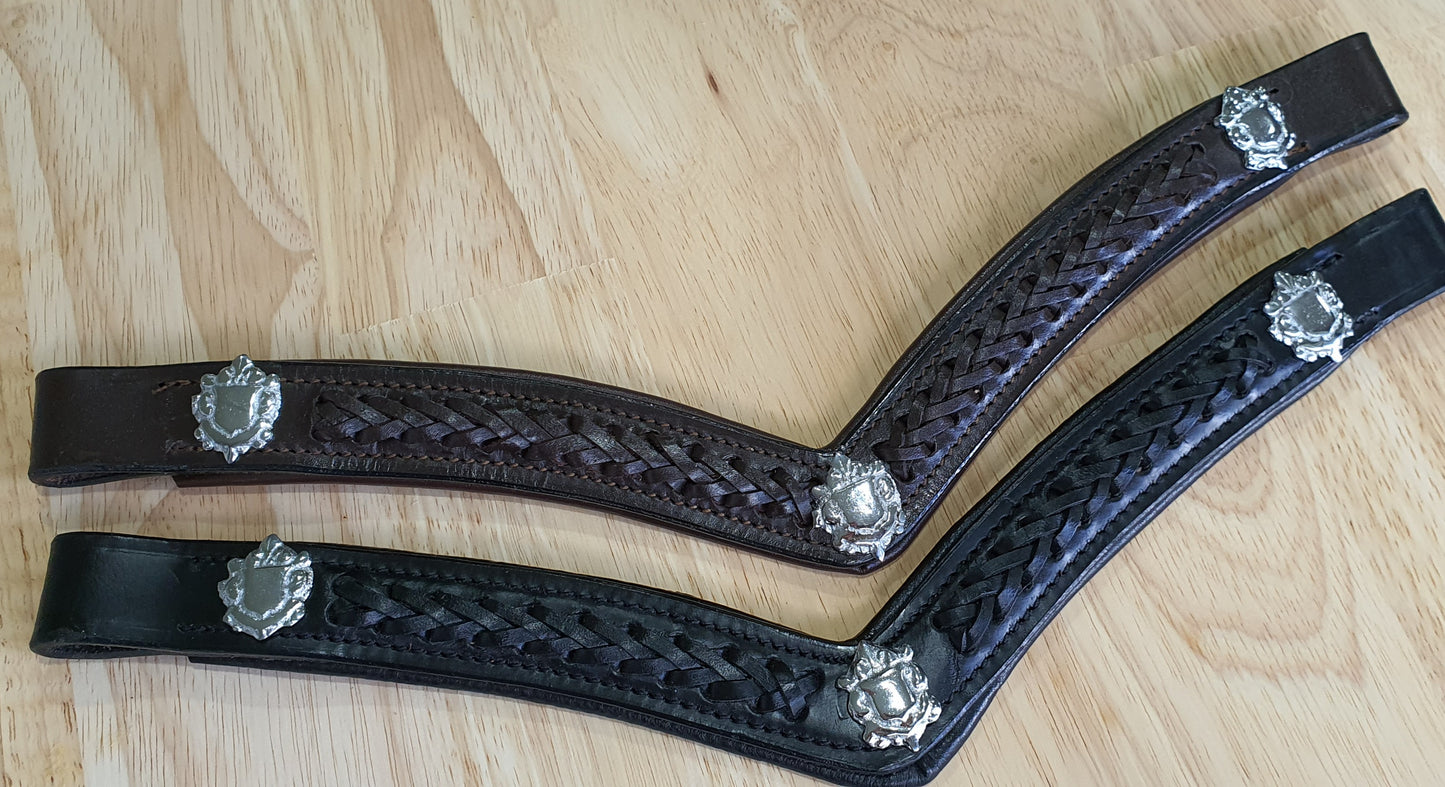 V Shape Browband With Conchos