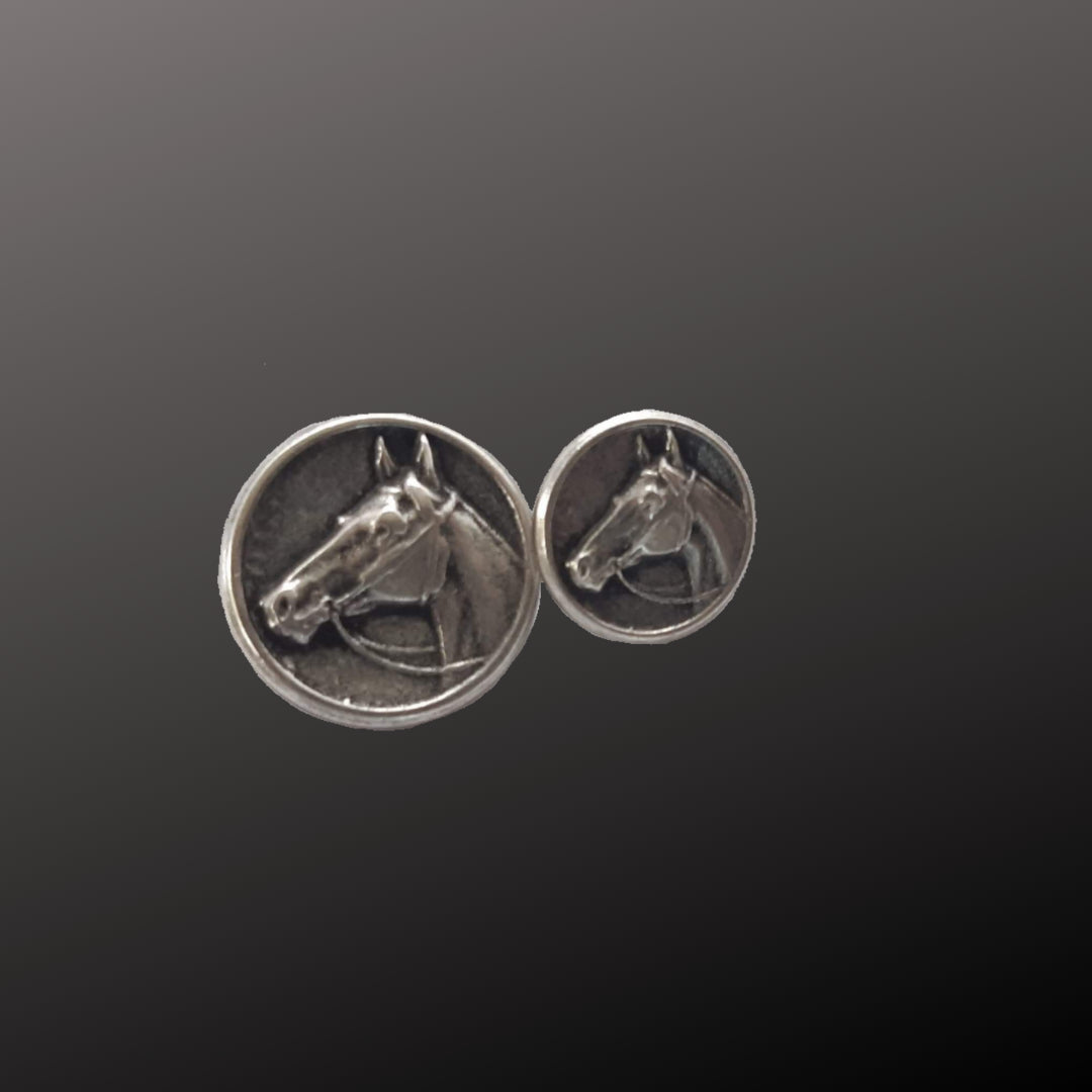 Single Silver Horse Head Buttons