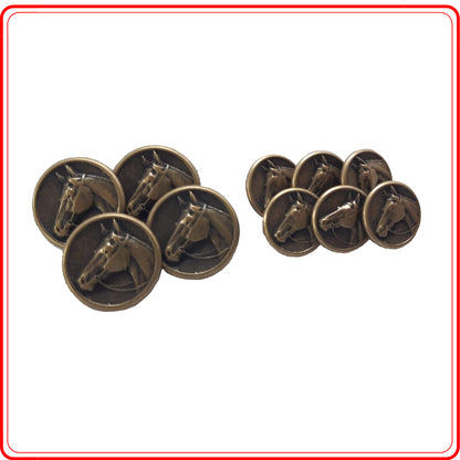 Horse Head Button Set - Bronze
