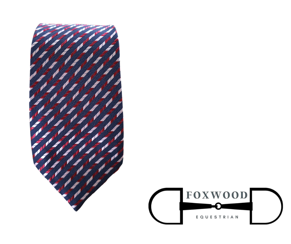 Navy Tie with Red and White Stripes Foxwood Equestrian
