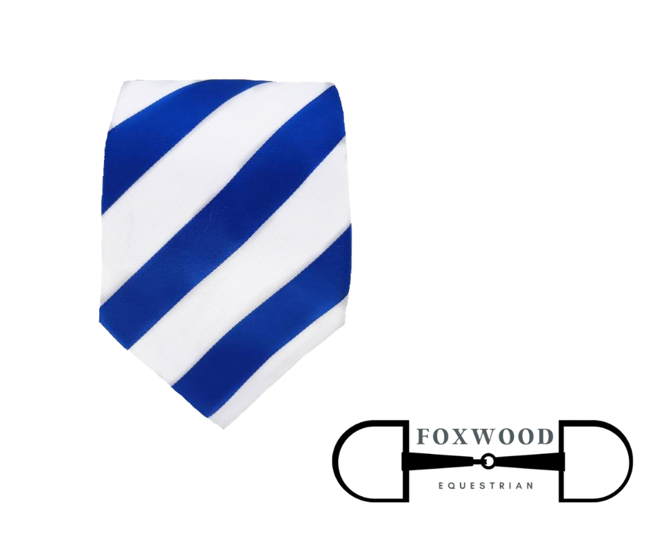 Royal Blue and White Stripe Tie Foxwood Equestrian