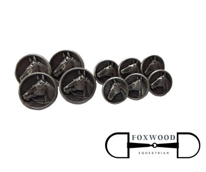 Horse Head Button Set Silver Foxwood Equestrian