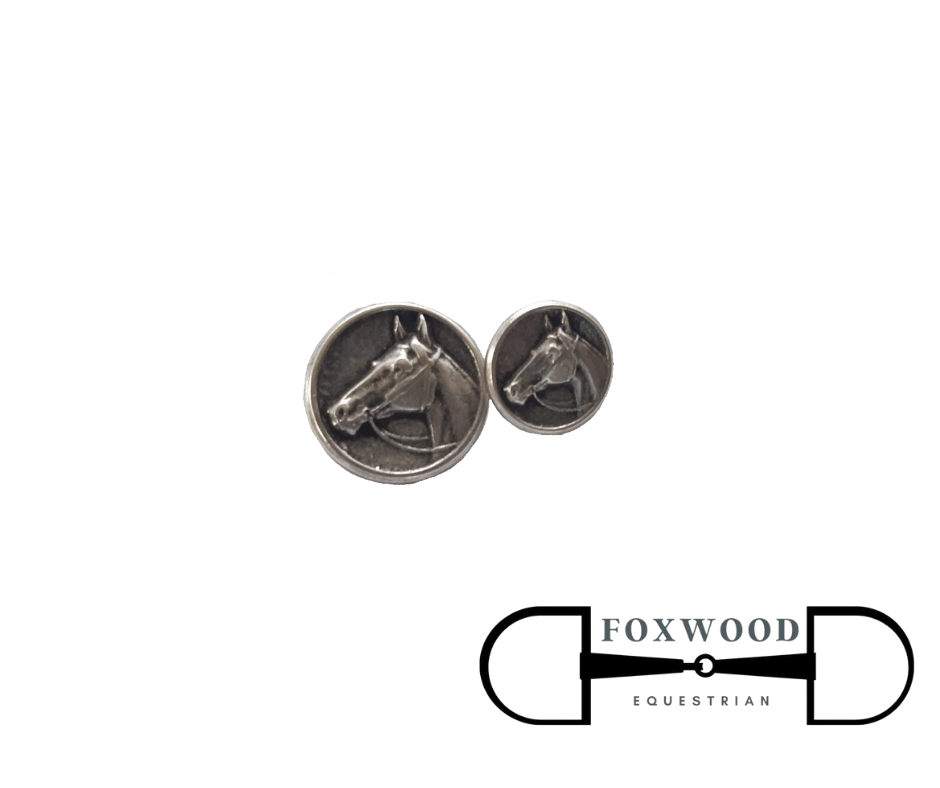Single Silver Horse Head Buttons Foxwood Equestrian