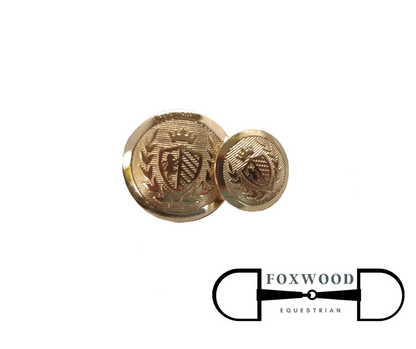 Single Gold Shield & Crown Buttons Foxwood Equestrian