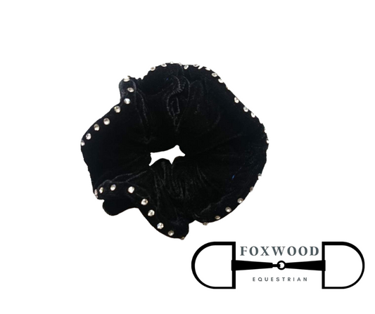 Rhinestone Scrunchie- Black Foxwood Equestrian