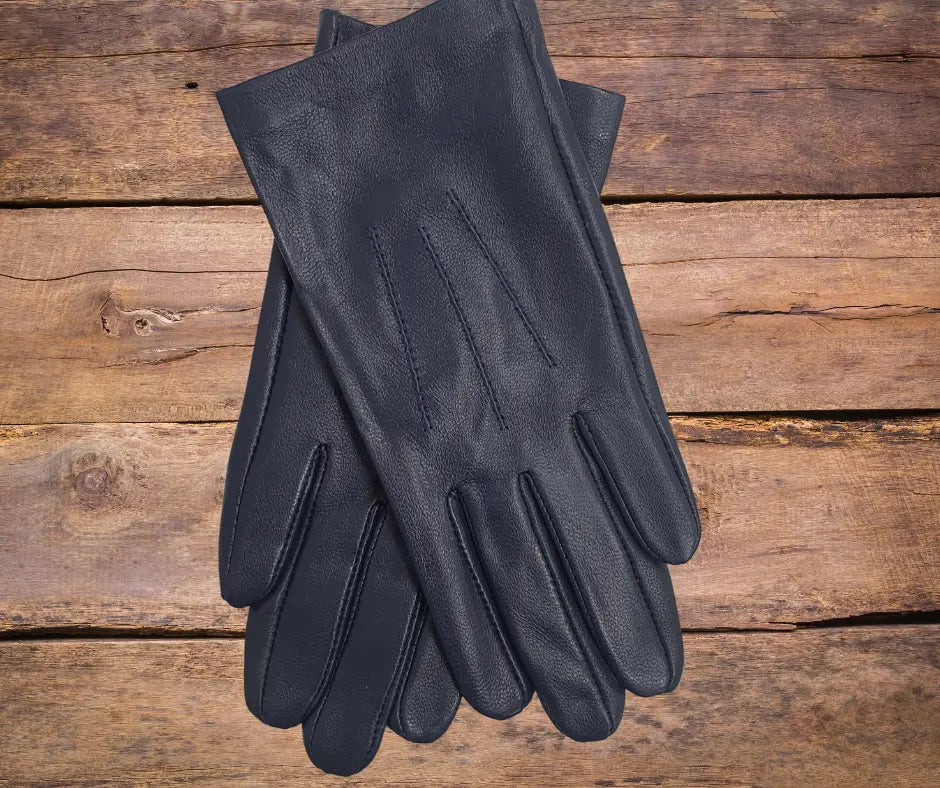 Hurlford Navy Leather Riding Gloves Childs